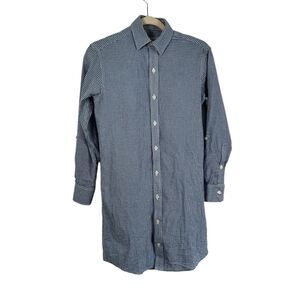 Emily Phillips Nashville Blue Gingham Plaid Button Front Shirt Dress Womens 2